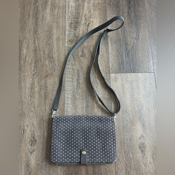Thirty One Crossbody bag/handbag/purse.  Grey with white polka dots. - Picture 1 of 8